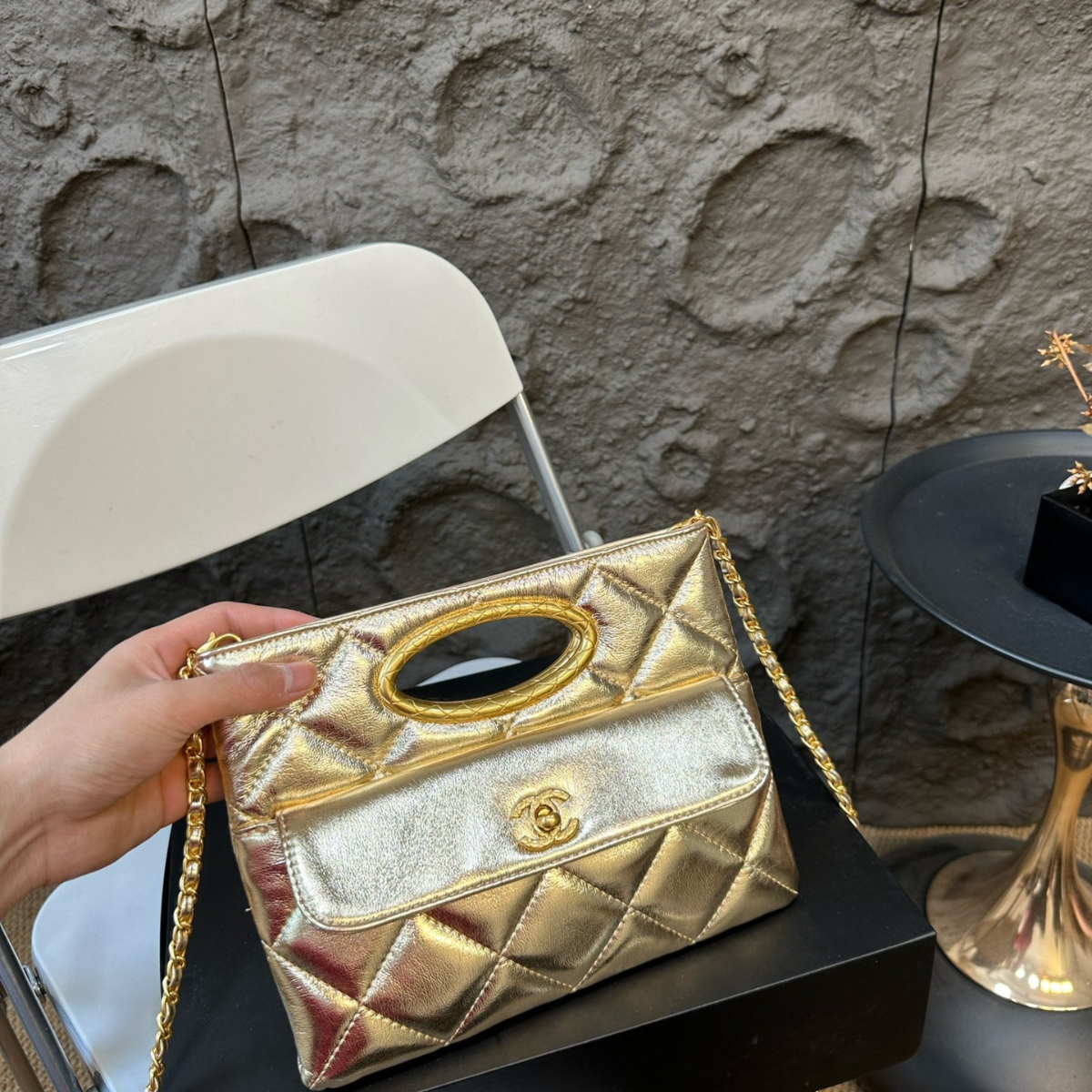 Chanel Black Gold Clutch