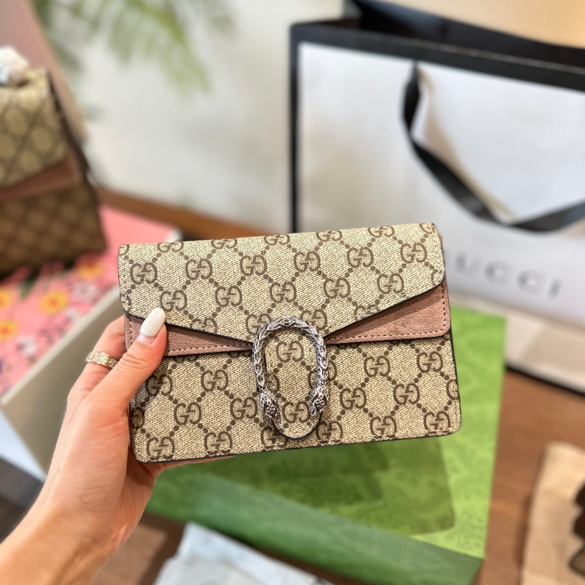 Gucci GG Monogram Chain Wallet
