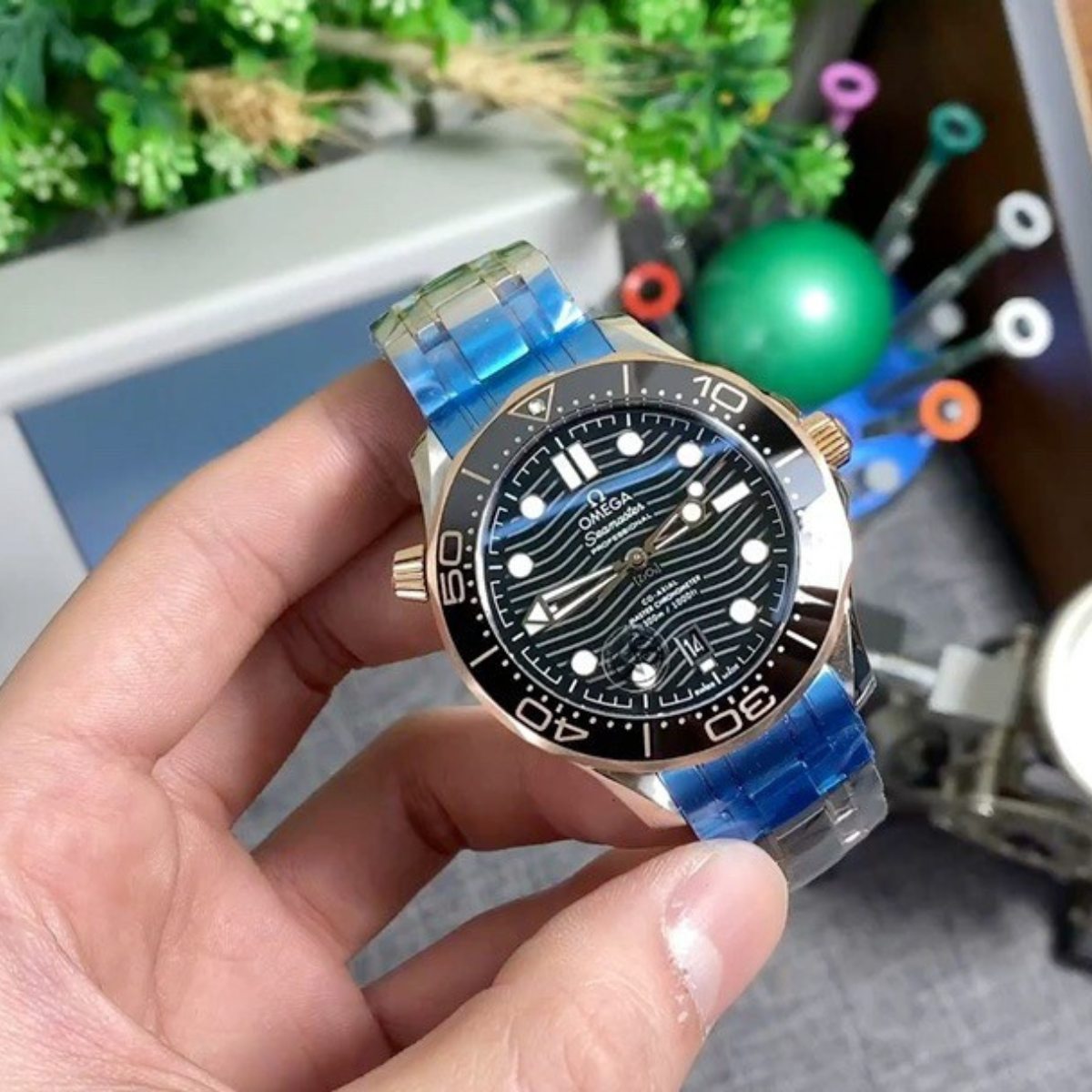 Omega Rose Black Seahorse 300 Watch