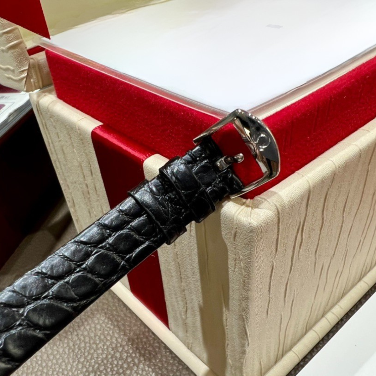 Omega De Ville Black Dial Leather Strap Watch