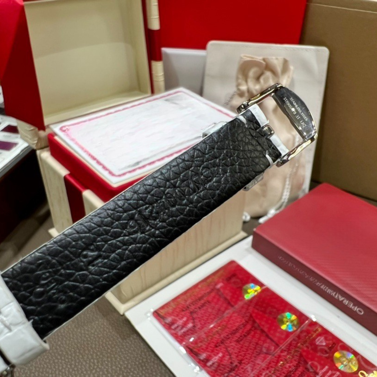 Omega De Ville White Leather Strap Watch