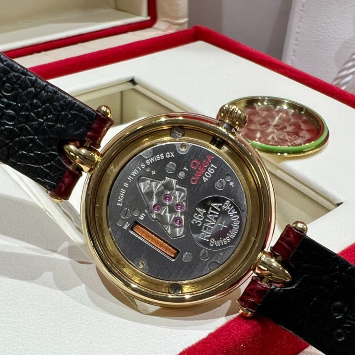 Omega Classic Black Leather Strap Watch