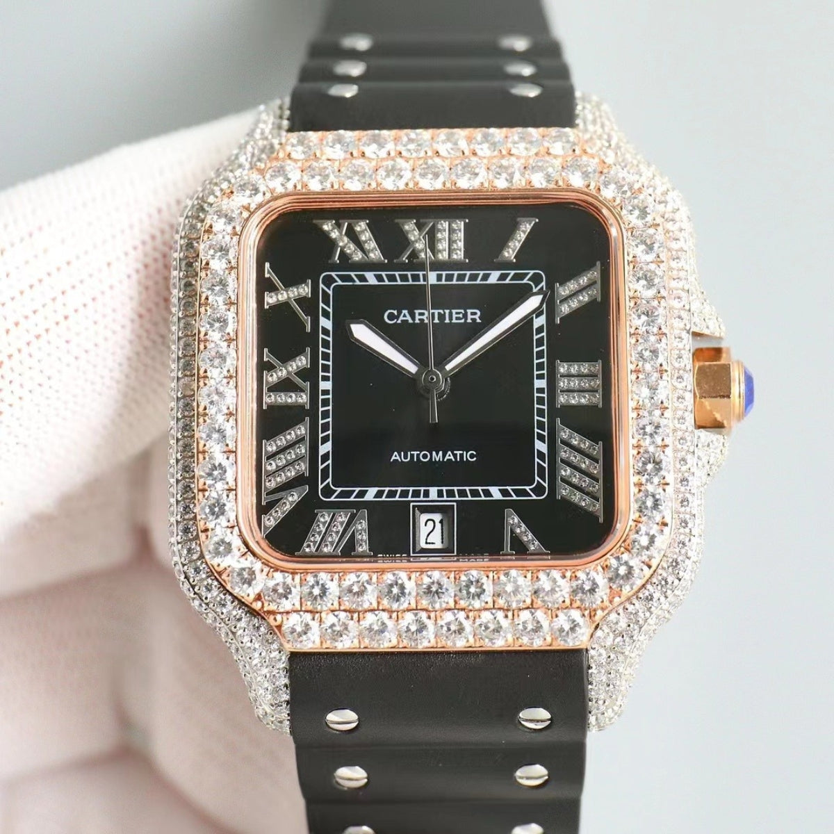 Cartier Diamond-Studded Square Watch
