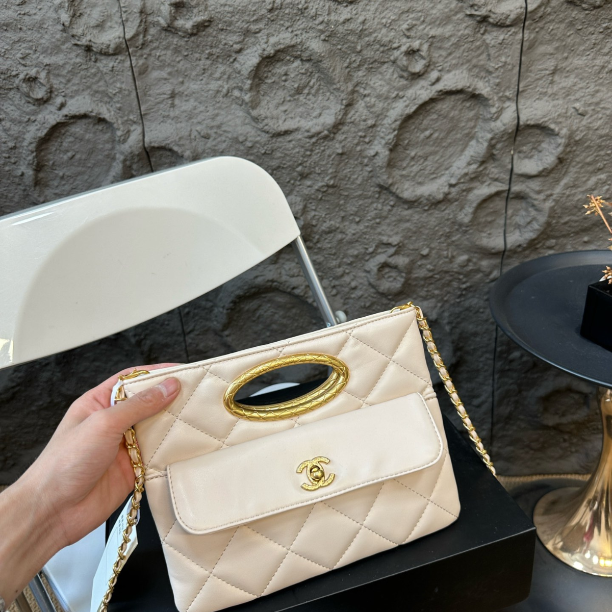 Chanel Black Gold Clutch