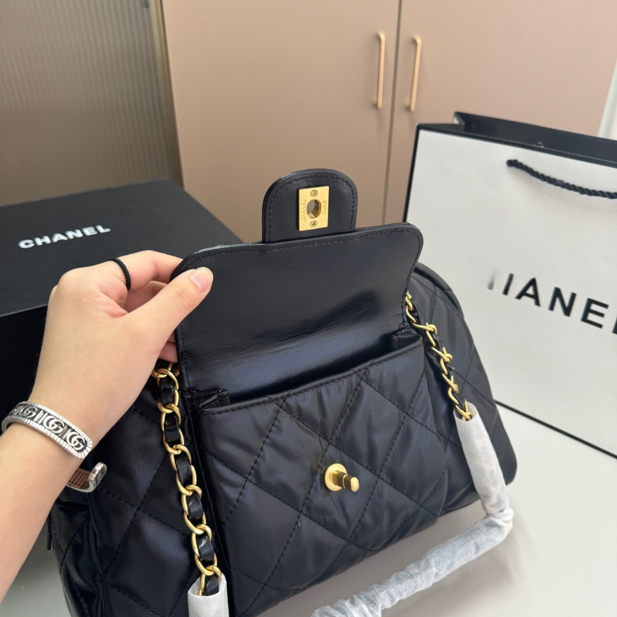 Chanel Leather Bowling Bag