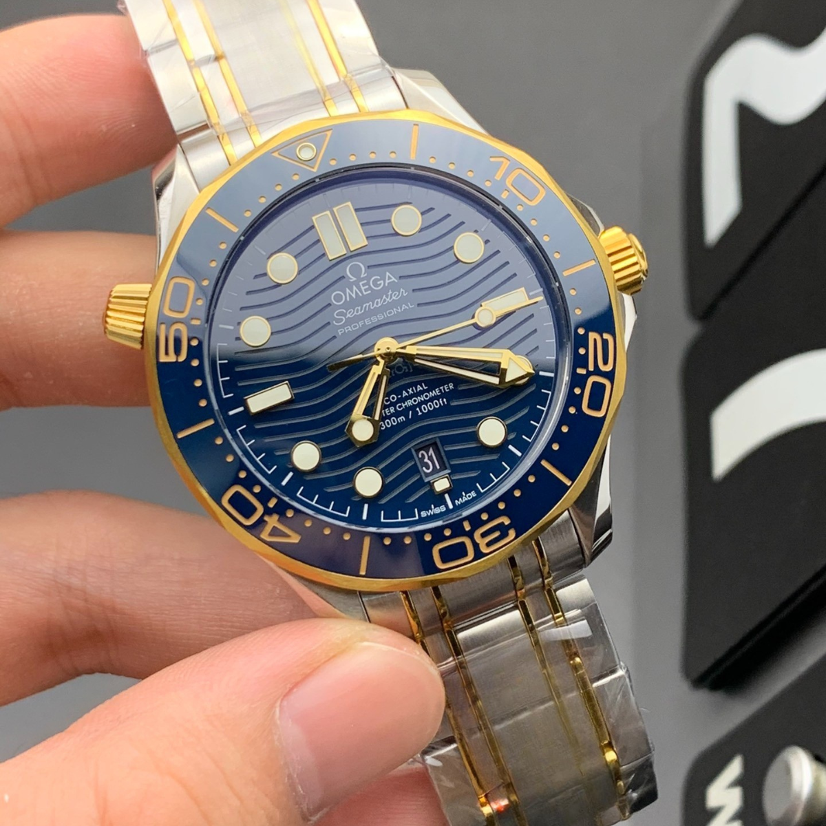 Omega Two-Tone Blue Seahorse Watch