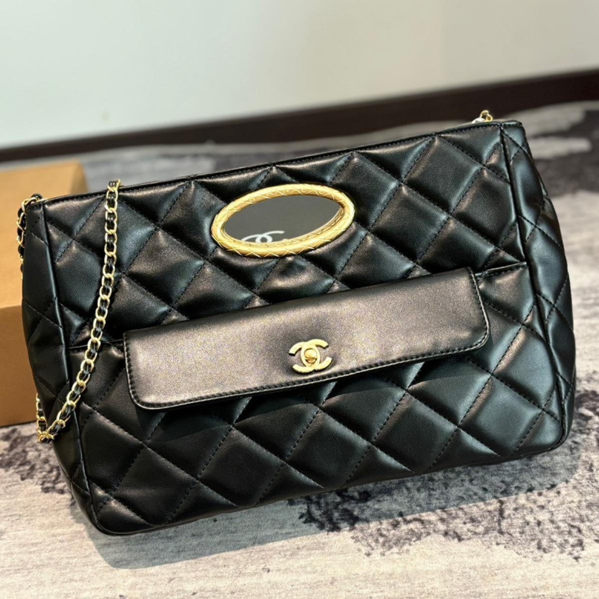 Chanel Black Gold Evening Bag