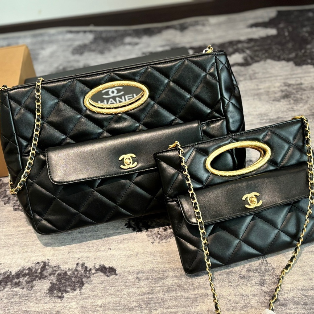 Chanel Black Gold Evening Bag
