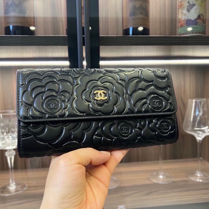 Chanel Camellia Lambskin Wallet