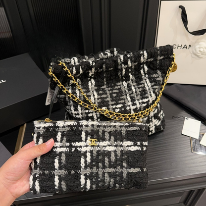 Chanel Gold Coin Wool Bag