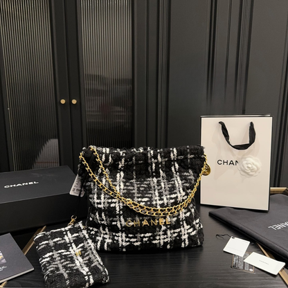 Chanel Gold Coin Wool Bag