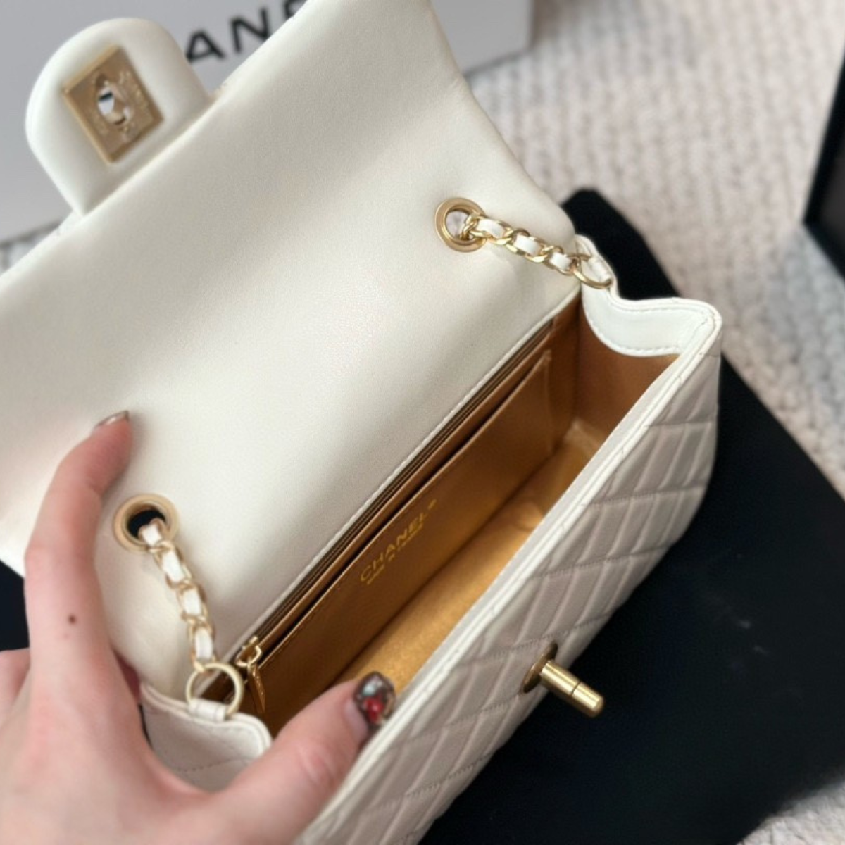 Chanel Cream Quilted Handbag