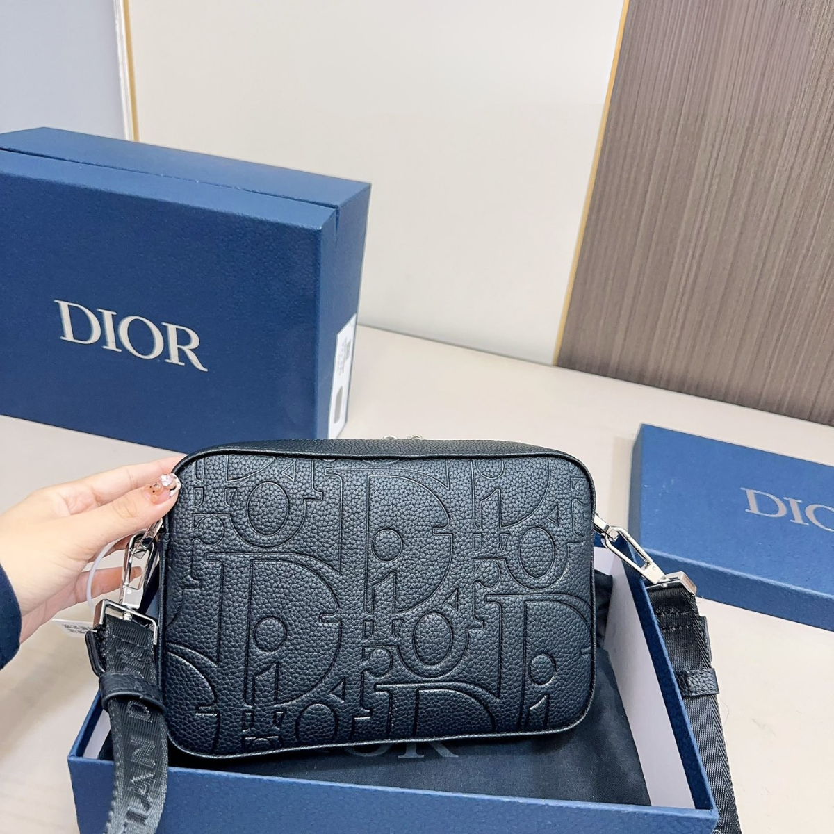 DIOR Signature Leather Crossbody Bag