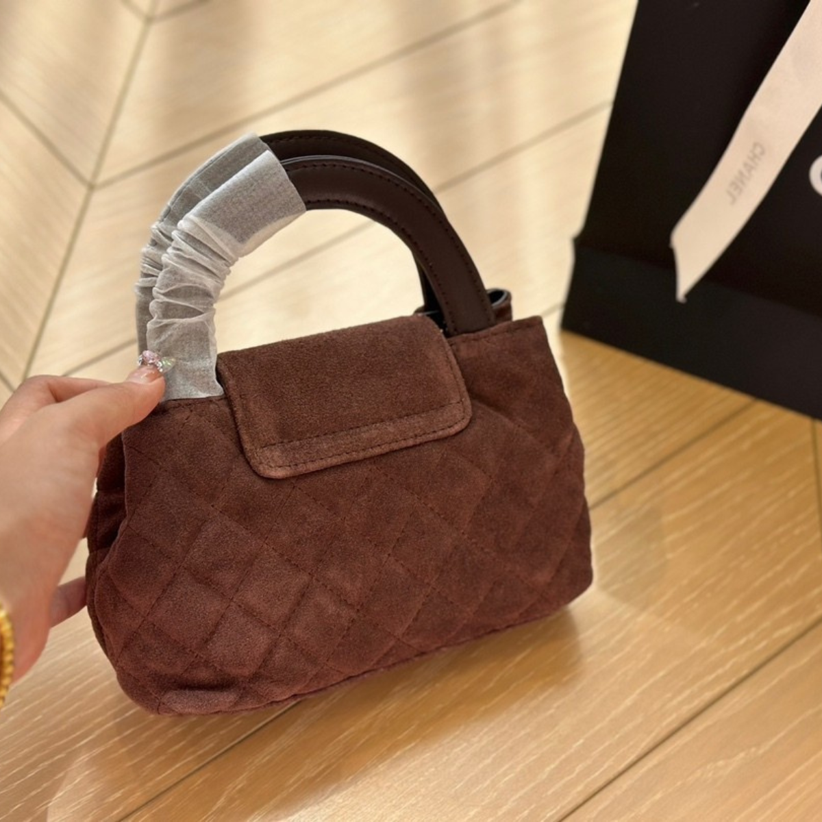 Chanel Kelly Suede Bag
