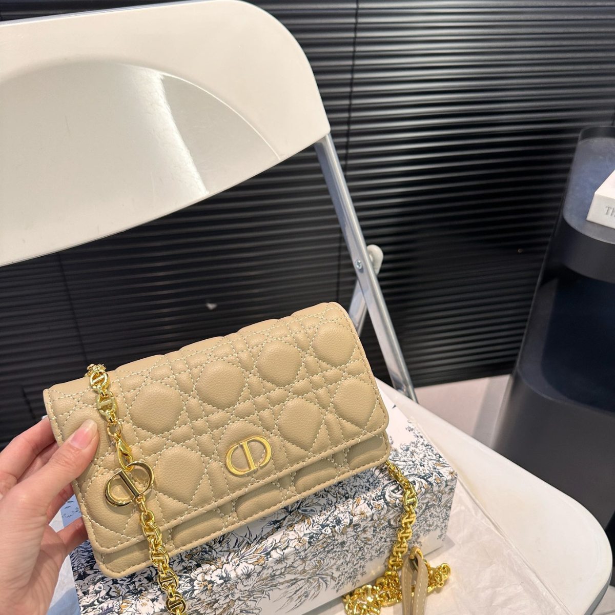 Dior Cannage Chain Clutch Bag