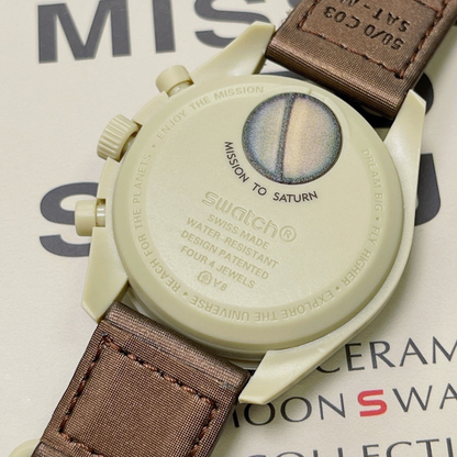 Omega Saturn Brown Leather Watch