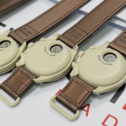 Omega Saturn Brown Leather Watch