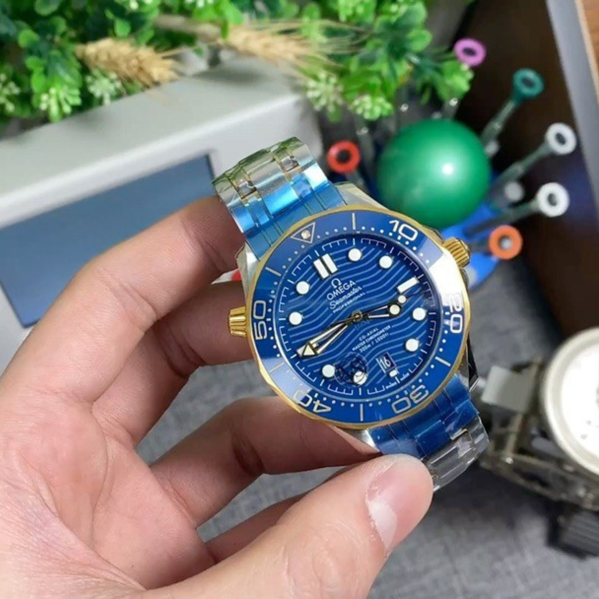 Omega Haima 300 Blue Gold Watch