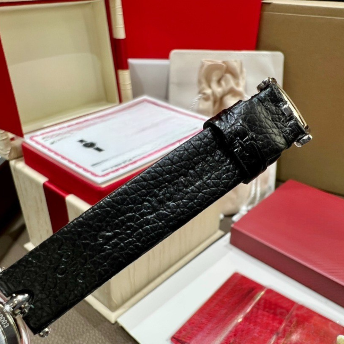 Omega De Ville Black Dial Leather Strap Watch