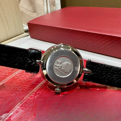 Omega De Ville Black Dial Leather Strap Watch