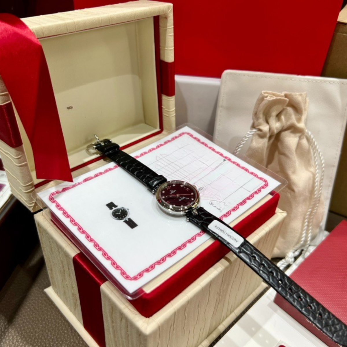 Omega De Ville Black Dial Leather Strap Watch