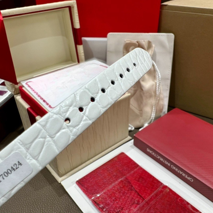 Omega De Ville White Leather Strap Watch