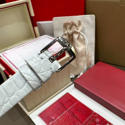 Omega De Ville White Leather Strap Watch