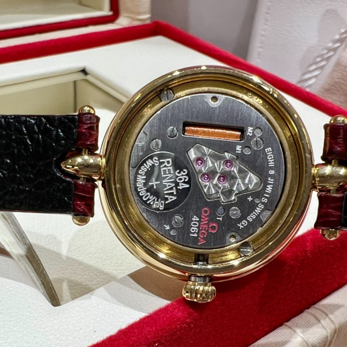 Omega Classic Black Leather Strap Watch