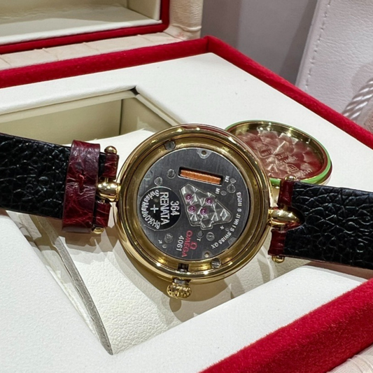 Omega Classic Black Leather Strap Watch