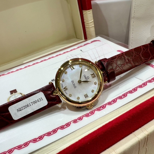 Omega De Ville Red Leather Strap Watch