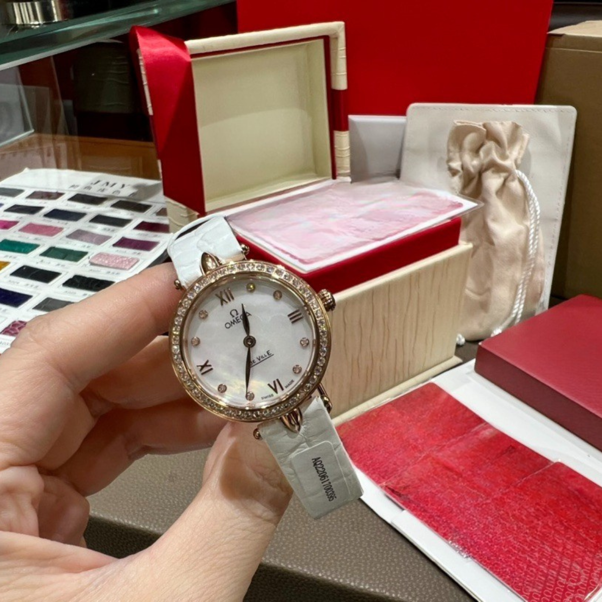 Omega De Ville Rose Gold Leather Strap Watch