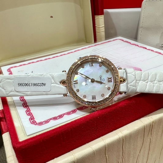 Omega De Ville Rose Gold Leather Strap Watch