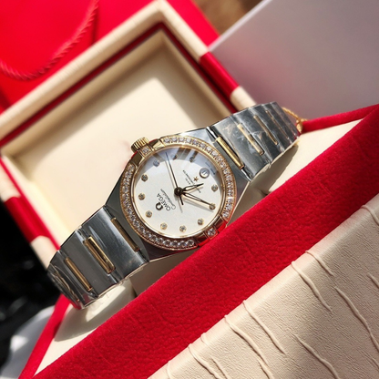 Omega Stainless Steel Gold-Tone Ladies Watch