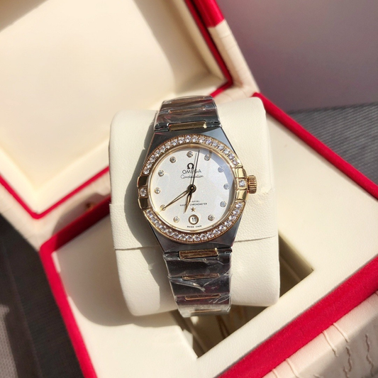 Omega Stainless Steel Gold-Tone Ladies Watch