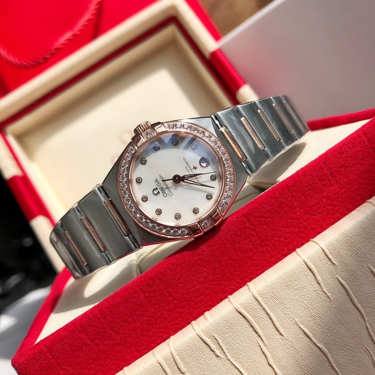 Omega Constellation Rose Gold Stainless Steel Watch