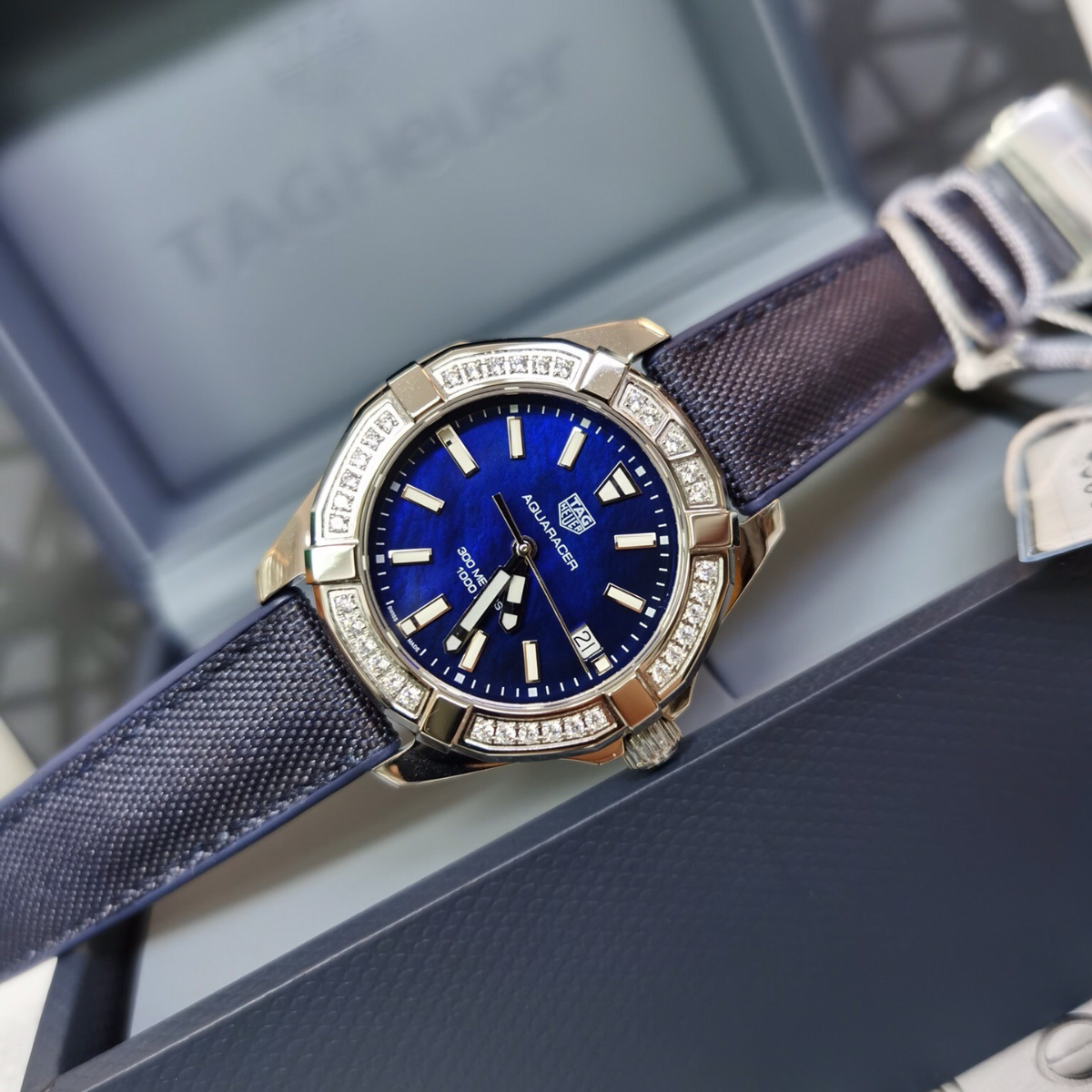TAG Heuer Aquaracer 300M Blue Diamond Bezel Watch