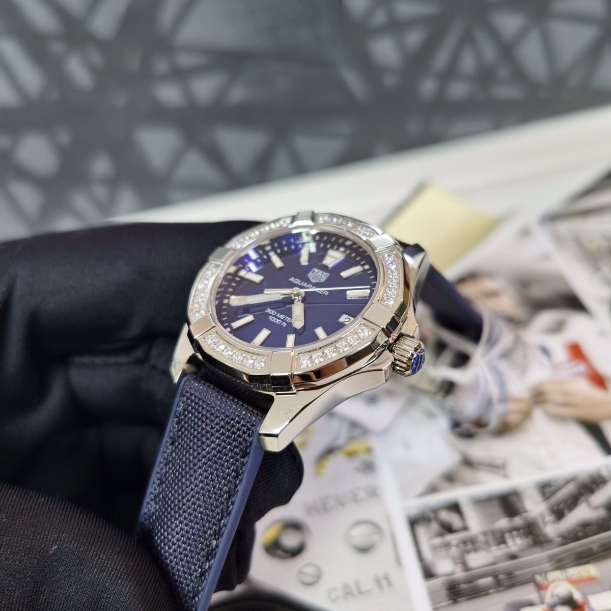 TAG Heuer Aquaracer 300M Blue Diamond Bezel Watch