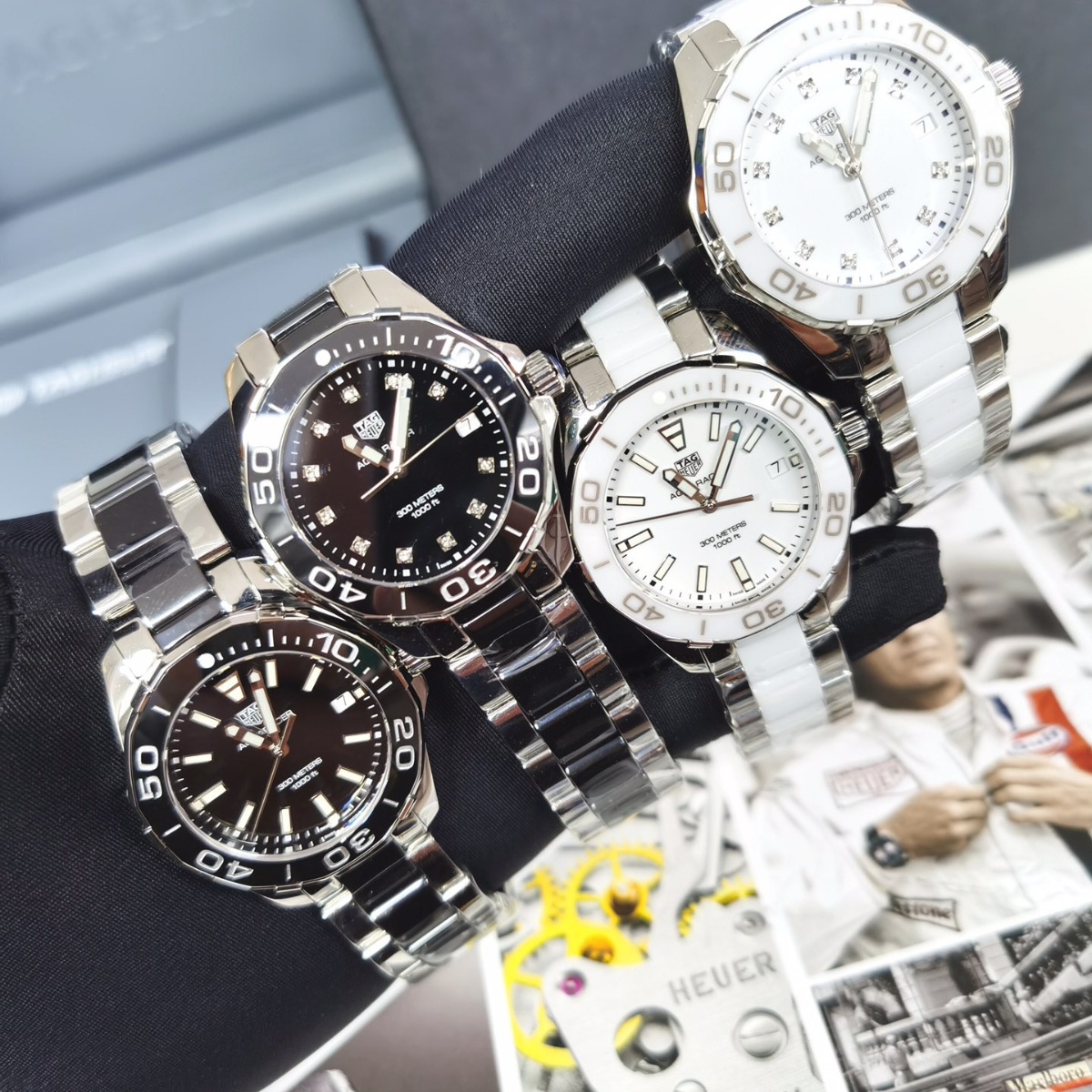 TAG Heuer Aquaracer 300M Diamond Bezel Watches (Black/White)