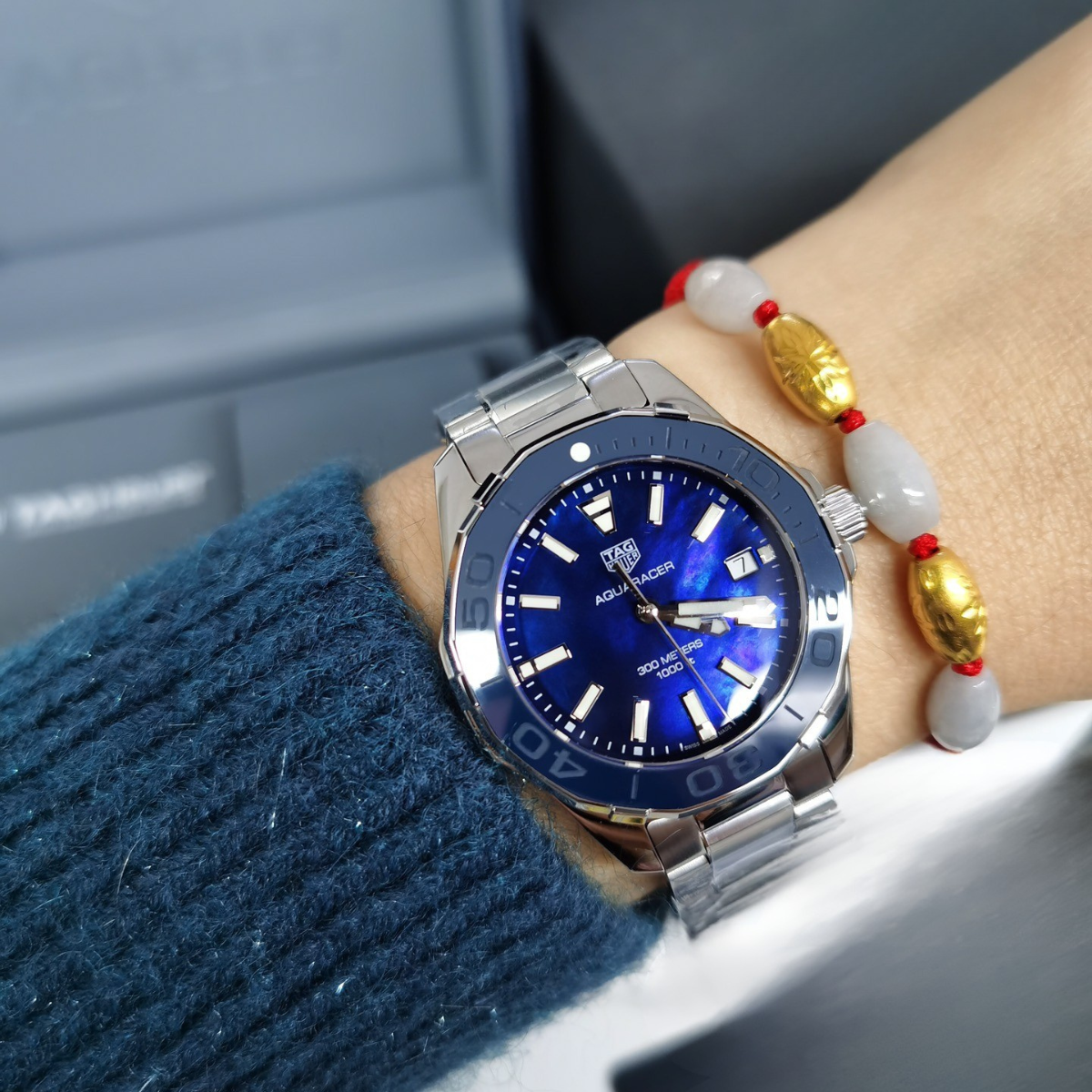 TAG Heuer Aquaracer 300M Diamond Bezel Watch (Blue/Black/Purple)