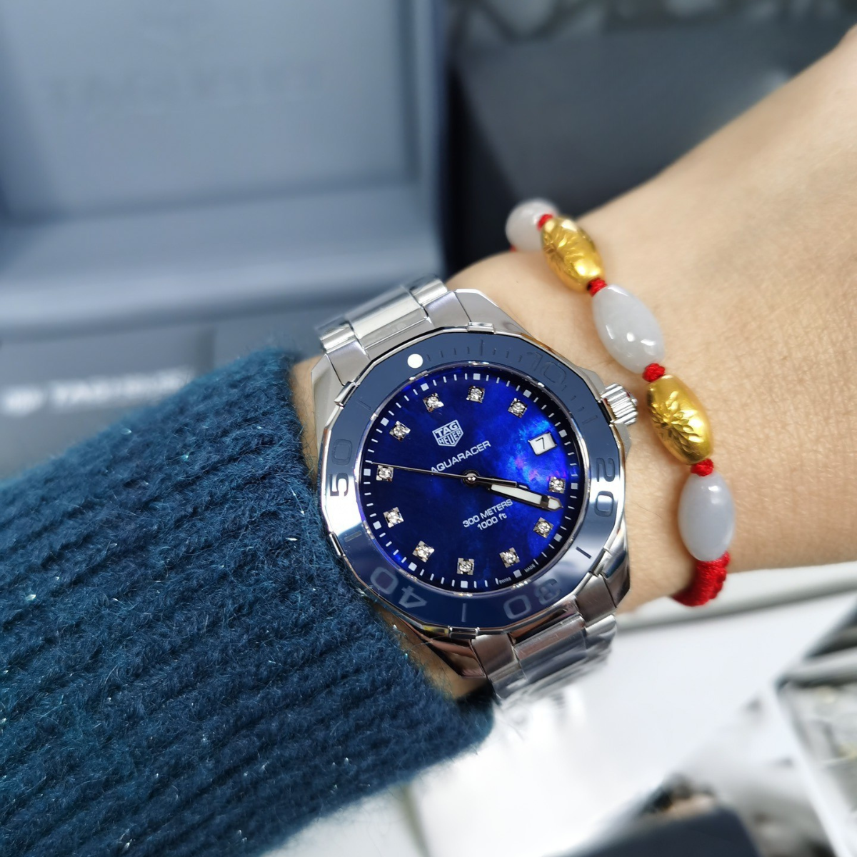 TAG Heuer Aquaracer 300M Diamond Bezel Watch (Blue/Black/Purple)