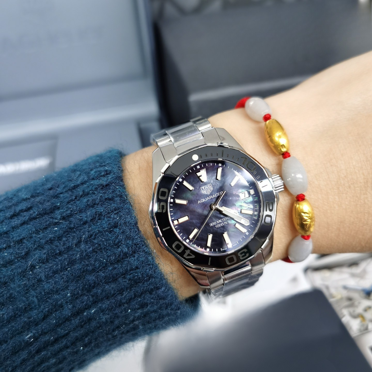 TAG Heuer Aquaracer 300M Diamond Bezel Watch (Blue/Black/Purple)