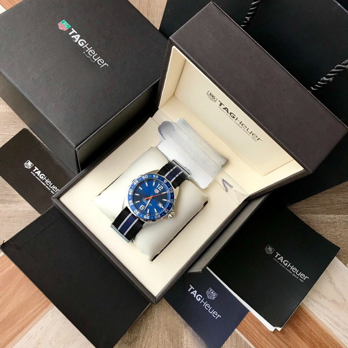TAG Heuer Aquaracer 300M Blue Dial NATO Strap Watch
