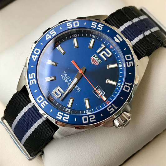 TAG Heuer Aquaracer 300M Blue Dial NATO Strap Watch