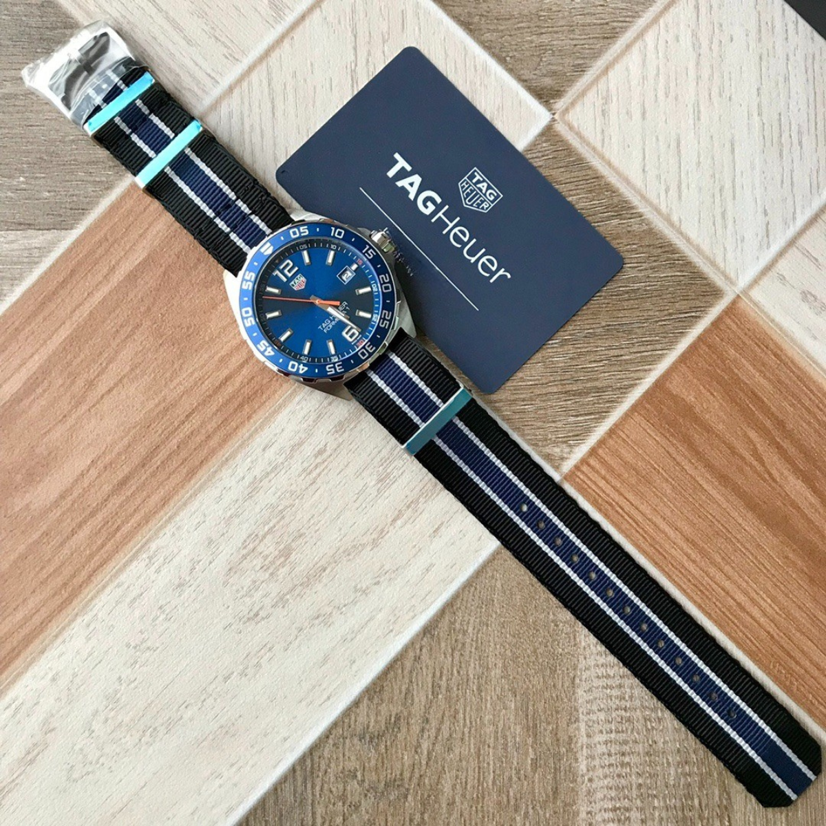 TAG Heuer Aquaracer 300M Blue Dial NATO Strap Watch