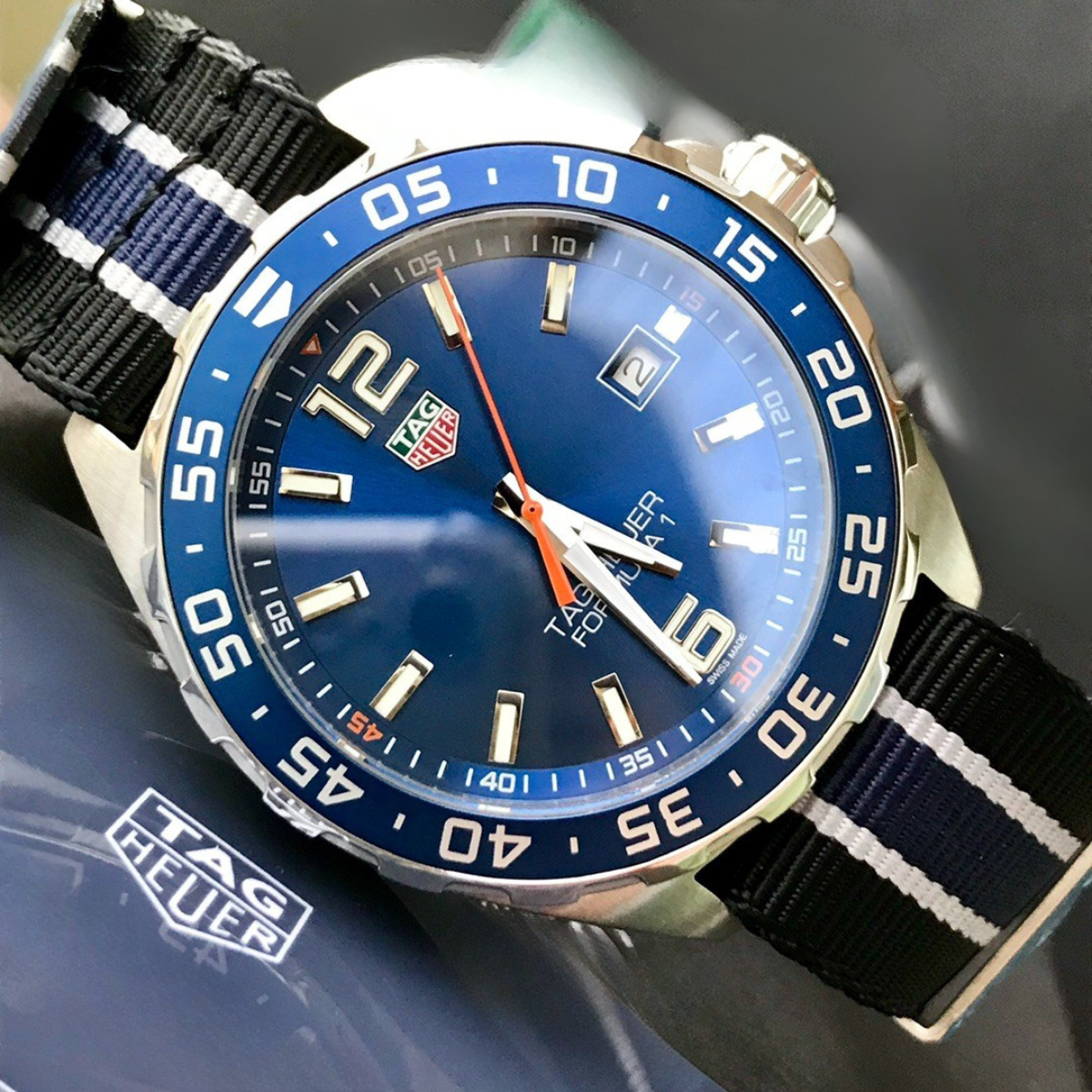 TAG Heuer Aquaracer 300M Blue Dial NATO Strap Watch
