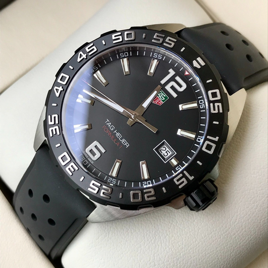 TAG Heuer Automatic Watch with Black Rubber Strap