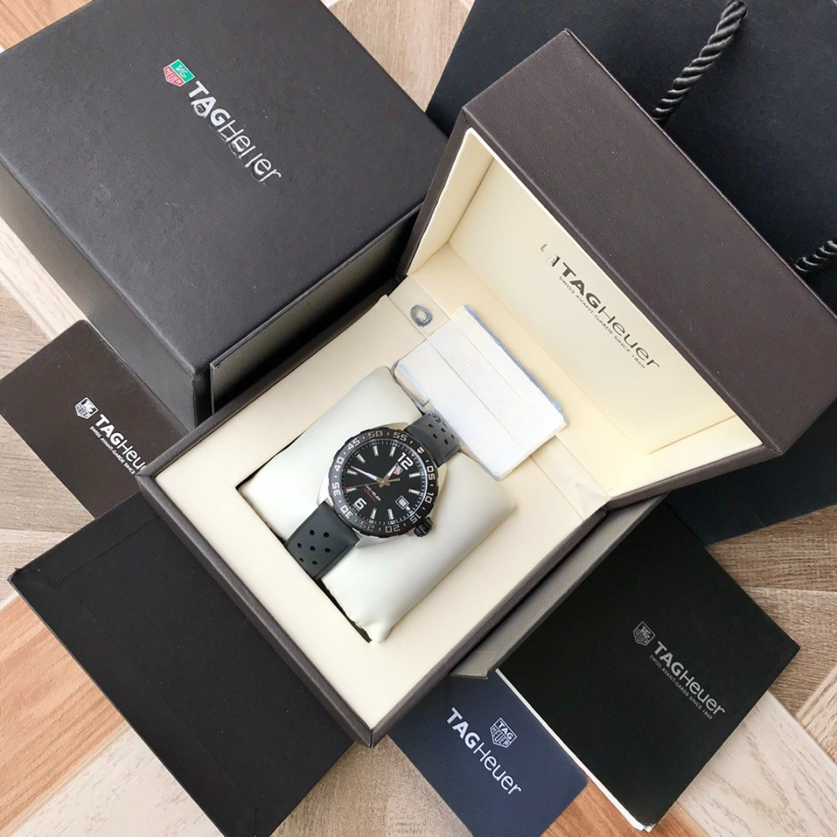 TAG Heuer Automatic Watch with Black Rubber Strap