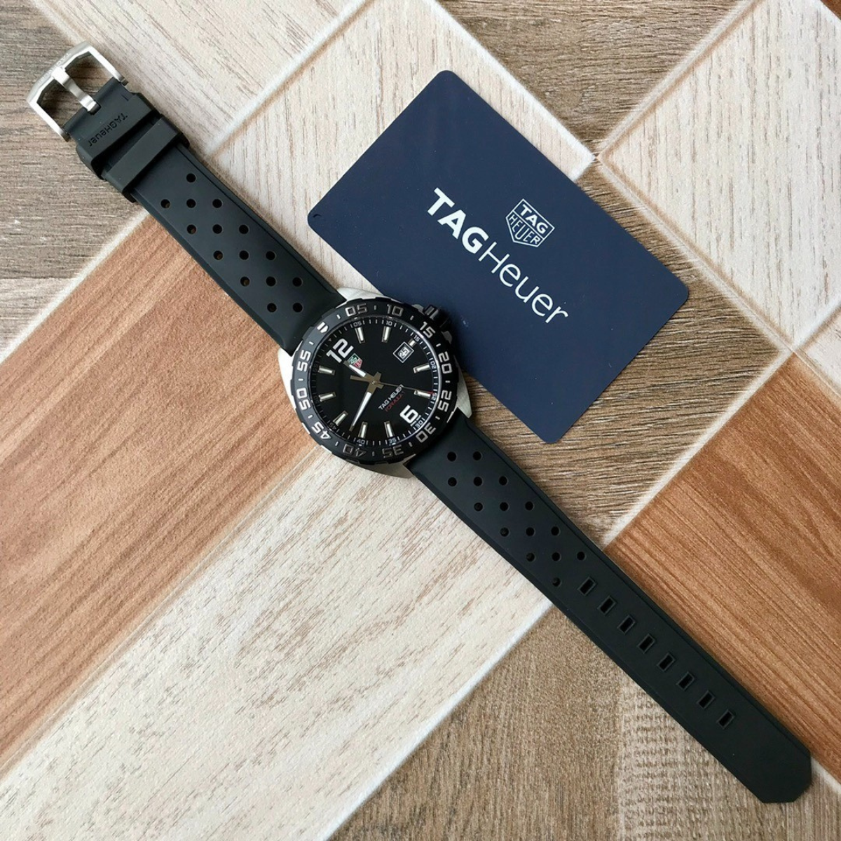 TAG Heuer Automatic Watch with Black Rubber Strap