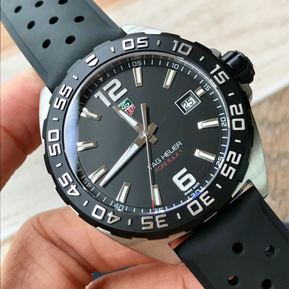 TAG Heuer Automatic Watch with Black Rubber Strap