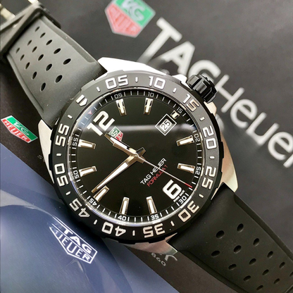 TAG Heuer Automatic Watch with Black Rubber Strap
